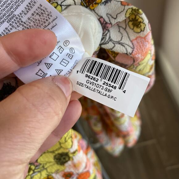 BCBG Generation Yellow Ruffle Floral Print Midi Dress Size Small - Picture 6 of 12